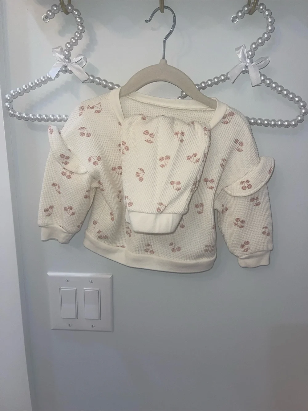 Carter's Cream Waffle Knit Sweatshirt with Pink Floral Print